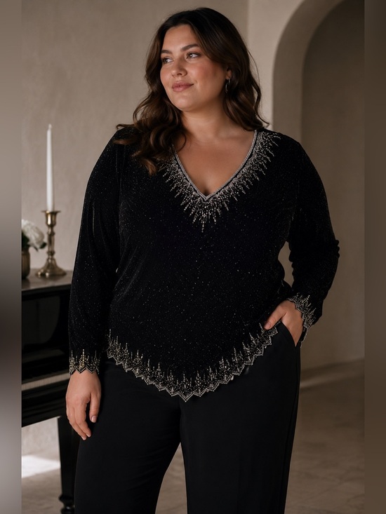 Papell Boutique Tops - Silk Vintage Papell Boutique Evening Beaded Top